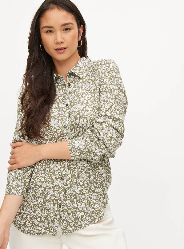 Sage Green Floral Print Regular Fit Shirt 10